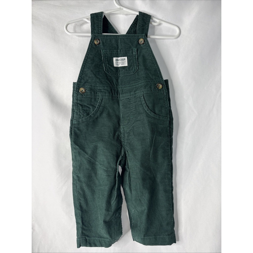 Carter's Just One You Overalls Boys 9M Green Corduroy Snap Leg Sleeveless
